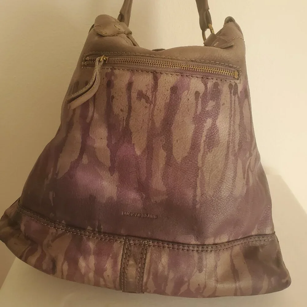 Leather cowgirl western equestrian hobo bag purse tiedye black brown purple gray